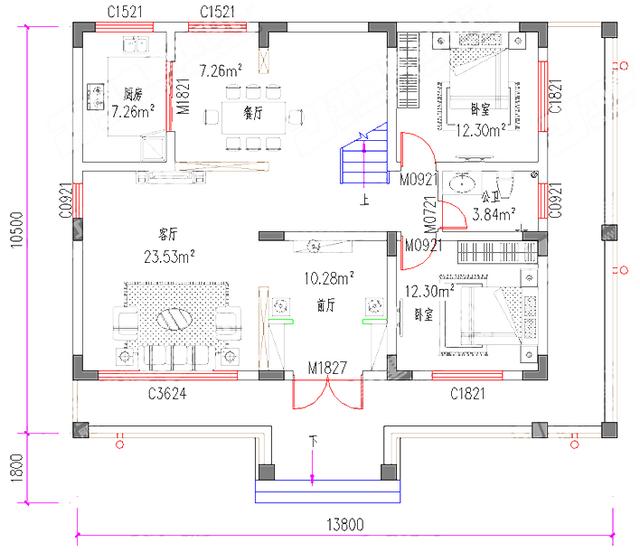 2廳4室二層農村自建房，12×9米,造價22萬，帶走廊+休閑廳+豪華套間