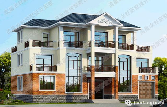 復(fù)式三層帶車庫豪華套房別墅設(shè)計圖，3廳11室20×13米，外觀設(shè)計非常時尚