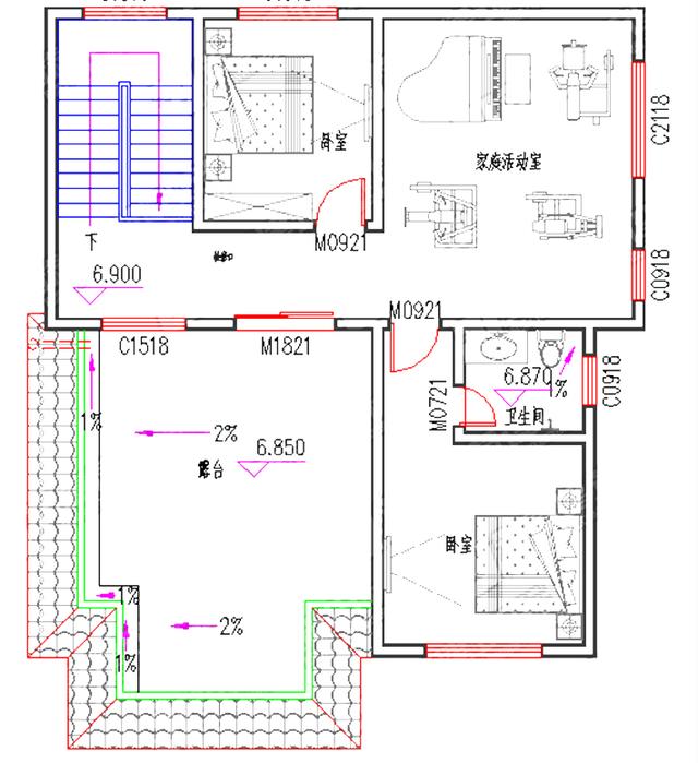 三層農村自建房，3廳7室11×12米，帶套房+家庭活動室，簡單大方。