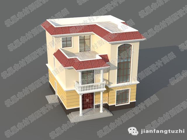 三層農村自建房，3廳7室11×12米，帶套房+家庭活動室，簡單大方。