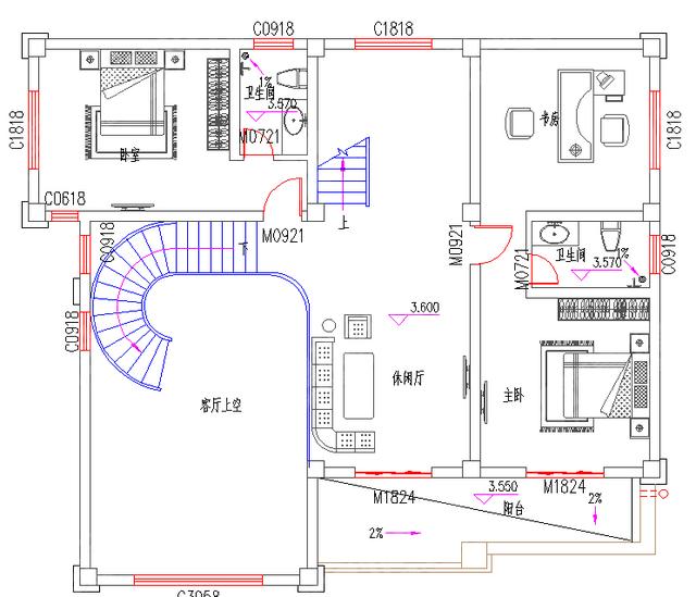 三層別墅設計圖，帶神位挑空客廳娛樂室影音室，精美闊氣，主體40萬！