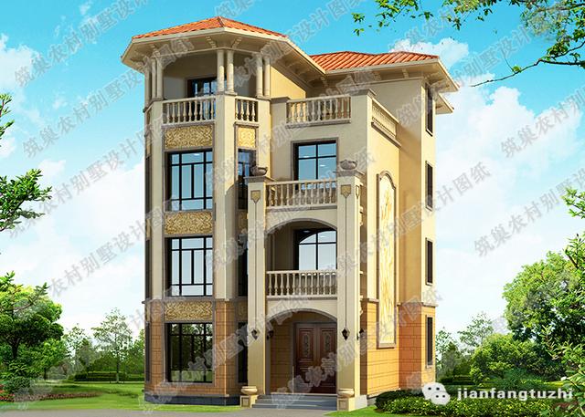 復式三層別墅設計圖，占地100㎡，2廳5臥帶棋牌室休閑廳，結構設計獨特新穎。