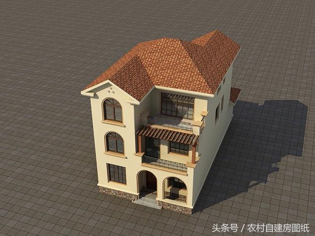 二層半農村自建房，8X16米，帶車庫布局好，又舒適實用有面子。