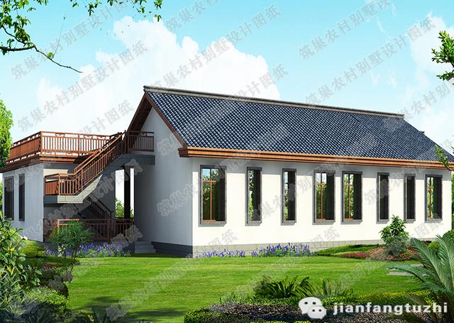 一層中式別墅設計圖，210平方米帶豪華套房，造價20萬。