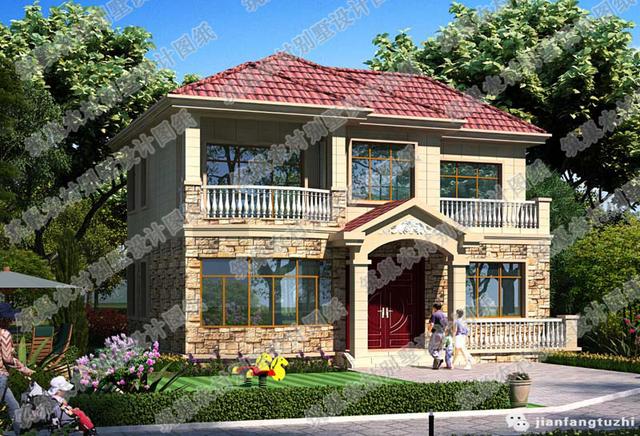 二層中式農(nóng)村自建房，2廳5臥，21×18帶內(nèi)院燒火房娛樂室，造價50萬。