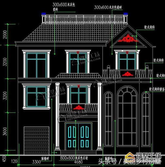 農(nóng)村三層別墅，帶堂屋，12.82X12.4m造價(jià)27萬(wàn)，外觀經(jīng)典大氣。