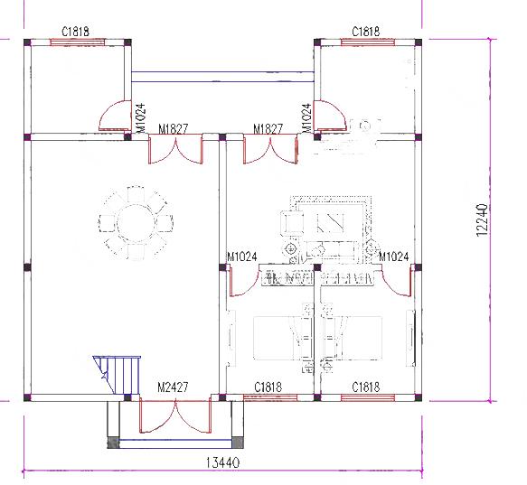 三層帶閣樓層別墅設計圖，4廳6室，13×12米，造價50萬。