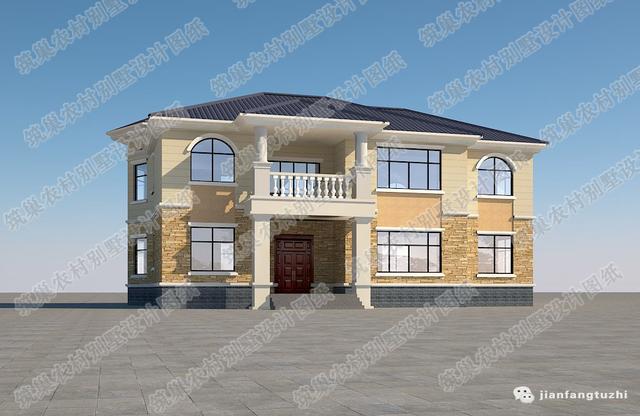 三層帶閣樓層別墅設計圖，4廳6室，13×12米，造價50萬。