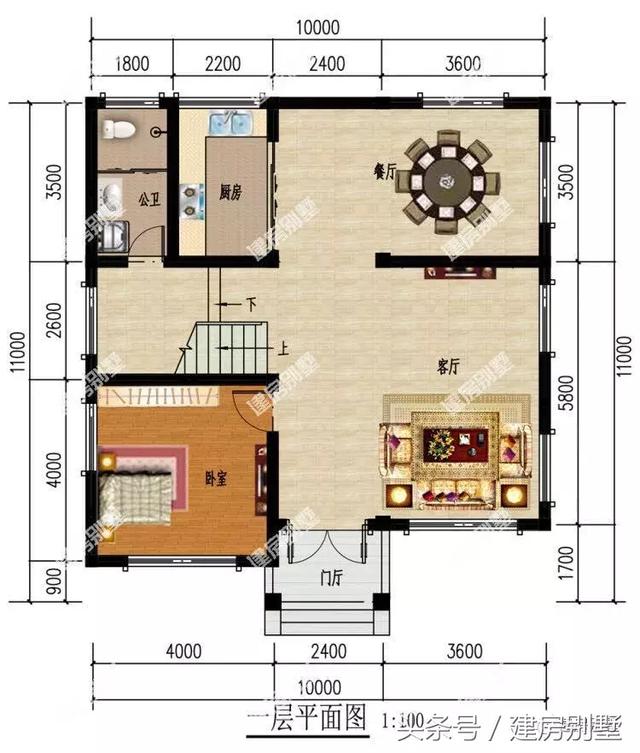 二層別墅設(shè)計圖，10×11米，造價不到20萬，建兩棟都不貴。