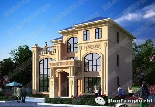 復式三層農村自建房，14*12米，3廳8臥，造價40萬，時尚大氣。