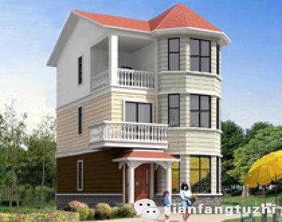 三層小戶型別墅設計圖，80平米，3廳5臥帶閣樓層車庫，造價20萬。