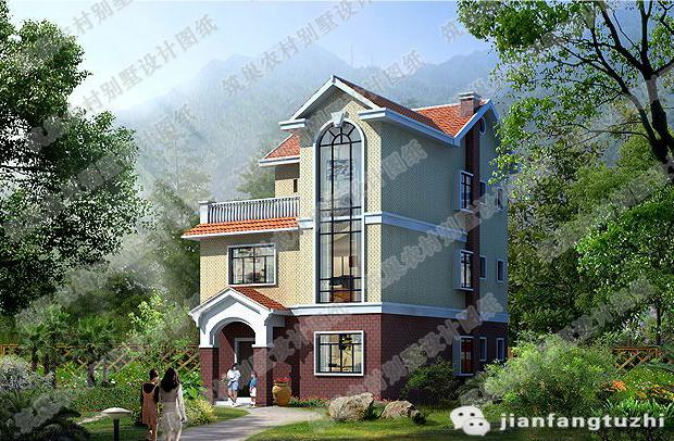 9×12米三層農村別墅圖，1廳5臥，造價25萬，帶屋頂花園棋牌活動室，功能布局合理齊全且多樣