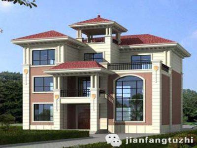 13×11米三層農村別墅設計圖，3廳6臥，造價35萬，戶型設計豪華大氣，露臺花園+休閑廳+娛樂廳。