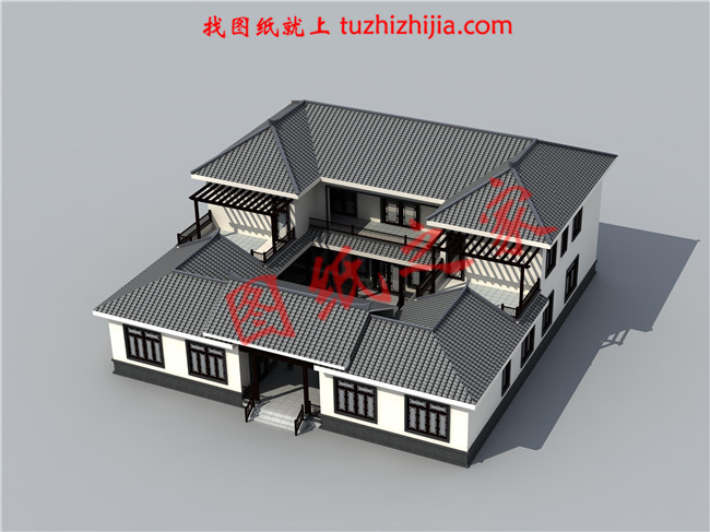 二層小型簡單四合院設計圖,戶型方正,左右對稱,傳統文化的傳承