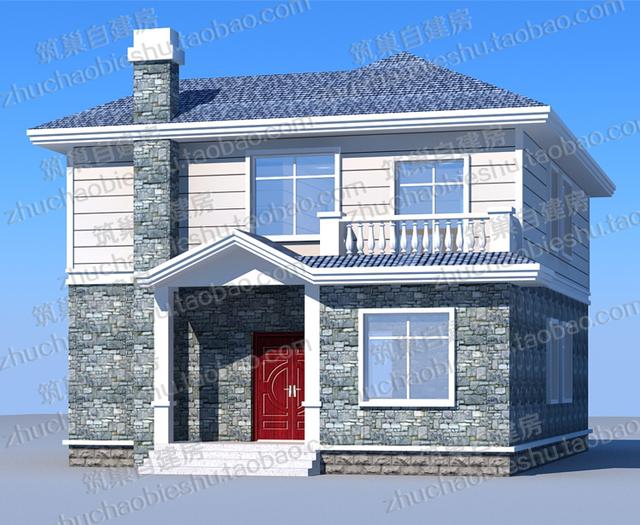 二層別墅設計圖，1廳5臥，造價30萬，挑空客廳+套房。