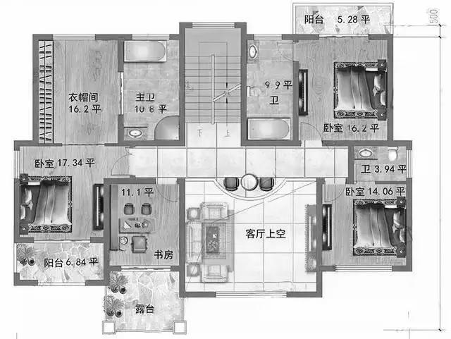 2廳6臥三層別墅設計圖，帶健身廳+豪華套房，造價35萬。