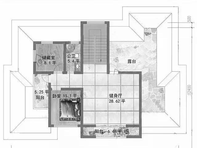 2廳6臥三層別墅設計圖，帶健身廳+豪華套房，造價35萬。