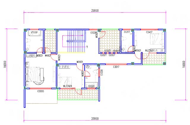 20×10米現代四層別墅設計圖，4廳10臥，造價40萬，紙茶室+挑空客廳+套房