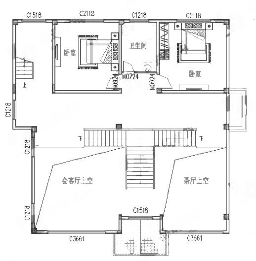 14×14米復式三層私家別墅設計圖，2廳4臥，帶奢華套房+雙落地窗，造價43萬