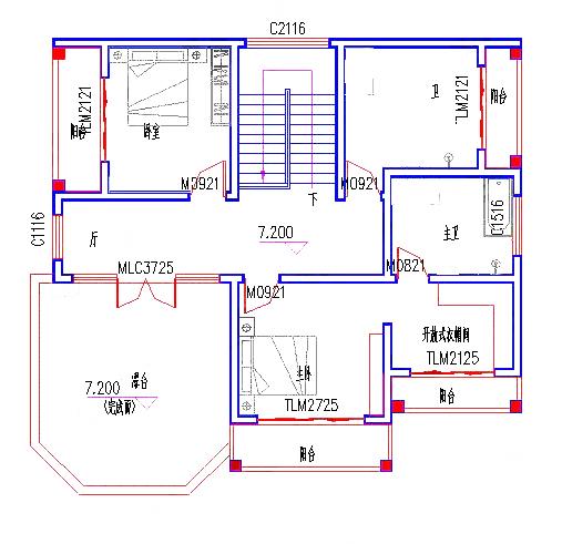 三層獨棟別墅設計圖，2廳8臥，地下車庫+挑空客廳+豪華主臥，造價42萬