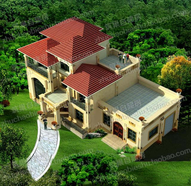 3廳5臥三層別墅設計圖，占地150㎡，挑空客廳+車庫+棋牌房+天面花園，造價50萬