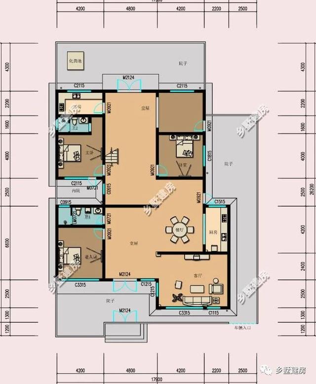 新中式農村四合院別墅圖，帶小院和露臺，讓你的房子脫穎而出
