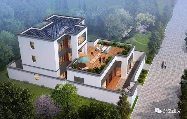 新中式農村四合院別墅圖，帶小院和露臺，讓你的房子脫穎而出
