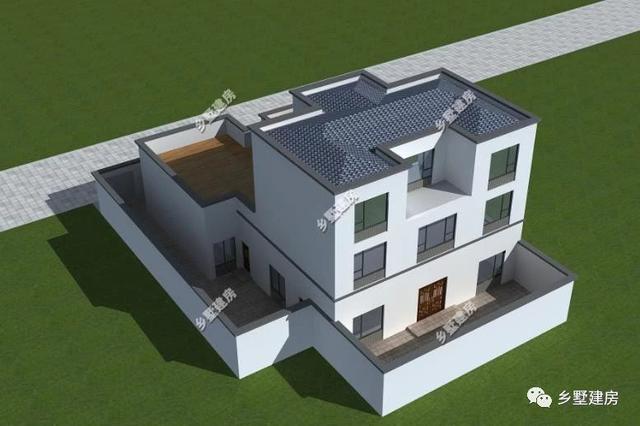 新中式農村四合院別墅圖，帶小院和露臺，讓你的房子脫穎而出