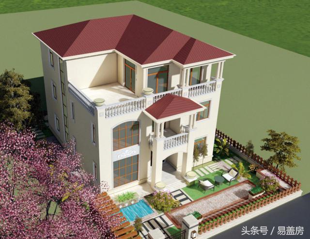 三層歐式別墅圖，方、圓的經(jīng)典結(jié)合，讓你在村內(nèi)享受品質(zhì)生活