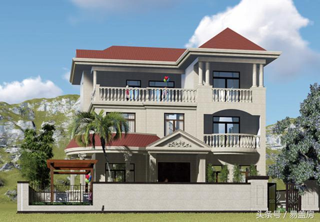 三層歐式別墅圖，方、圓的經(jīng)典結(jié)合，讓你在村內(nèi)享受品質(zhì)生活