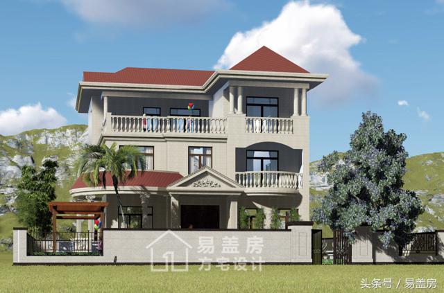 三層歐式別墅圖，方、圓的經(jīng)典結(jié)合，讓你在村內(nèi)享受品質(zhì)生活