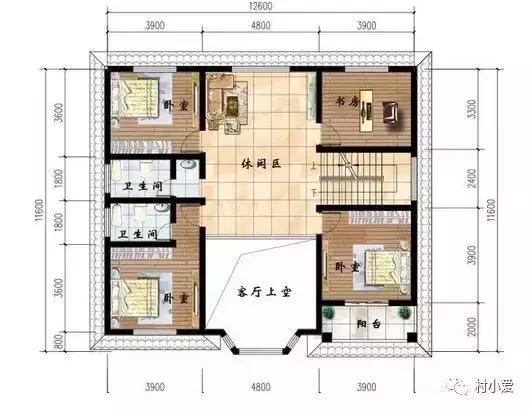 挑空+大落地窗別墅設計圖，12.6X11.6米，外觀造型時尚美觀，讓人居住更舒心