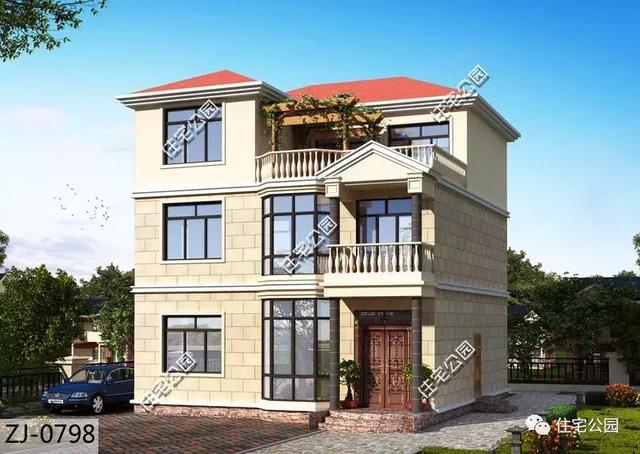 自建簡歐式三層別墅設計圖，占地9X9米經典實用，最適合農村