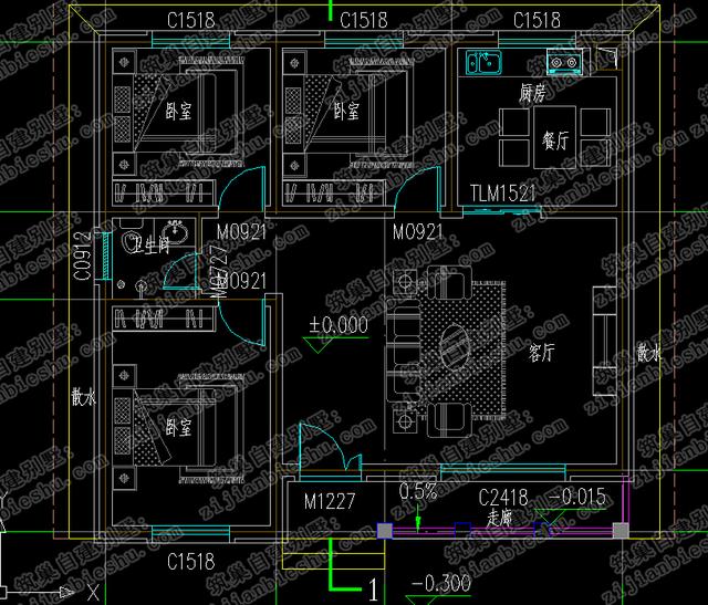 農村預算15萬元一層自建小別墅設計圖，戶型簡約美觀