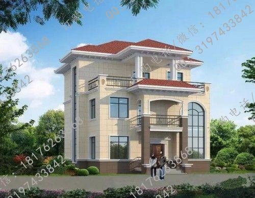 占地160平方米帶挑空客廳三層簡歐農村自建房設計圖，布局流暢，居住舒適度高