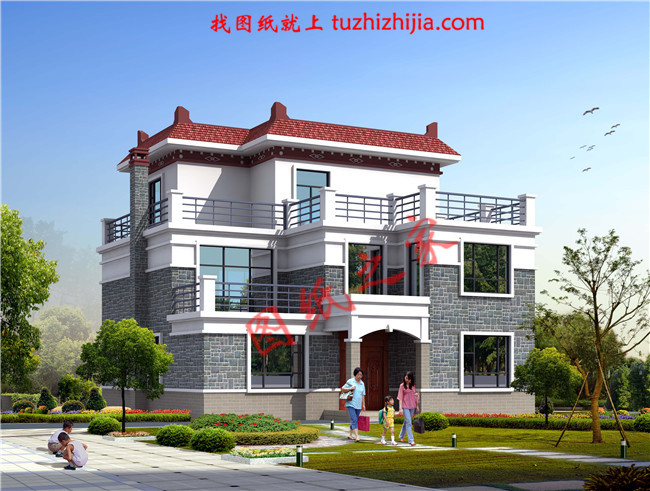 三層平頂樓房設計圖，外觀大氣美觀，內部結構更是精致實用