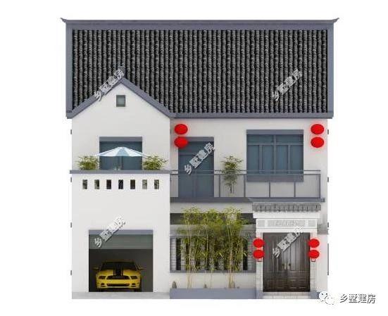 360平農(nóng)村四合院別墅設(shè)計(jì)圖，黛瓦白墻，簡約大方，還有陽光房+健身房