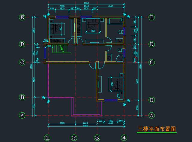 三層自建房帶羅馬柱，外觀造型簡潔大方，色彩明快