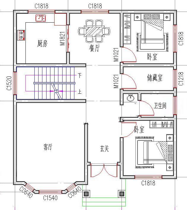 農村二層別墅設計圖：20萬2廳5臥11×12帶挑空客廳，現在年輕人都喜歡的設計方式