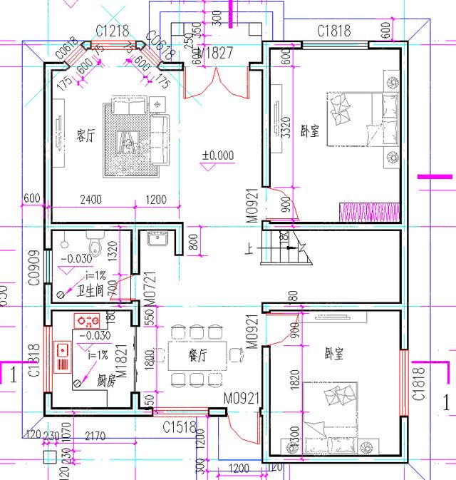 10×11農村二層平屋頂自建房20萬2廳4臥全套設計施工圖，簡單易建