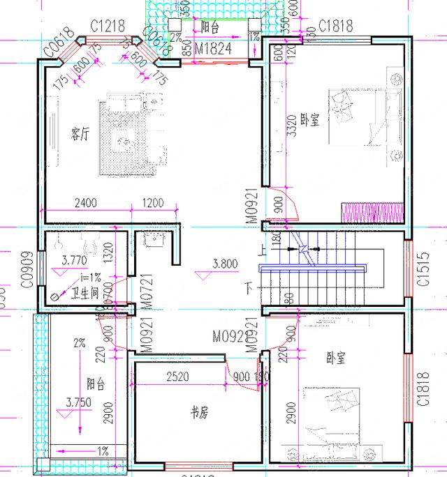 10×11農村二層平屋頂自建房20萬2廳4臥全套設計施工圖，簡單易建
