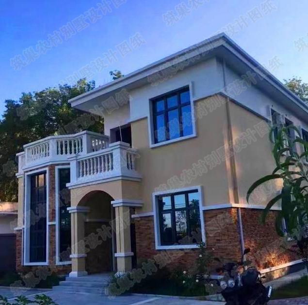 農(nóng)村二層別墅圖，20萬(wàn)133㎡2廳5臥帶挑空客廳落地窗，一起來(lái)看看