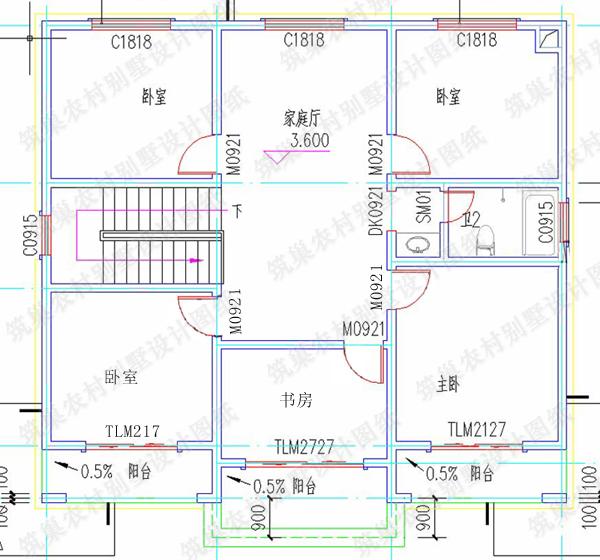 全套農(nóng)村二層小別墅建成效果圖展示20萬(wàn)11.8×10.8米2廳6臥，簡(jiǎn)單易建！
