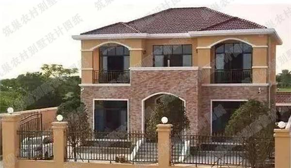 全套農(nóng)村二層小別墅建成效果圖展示20萬(wàn)11.8×10.8米2廳6臥，簡(jiǎn)單易建！