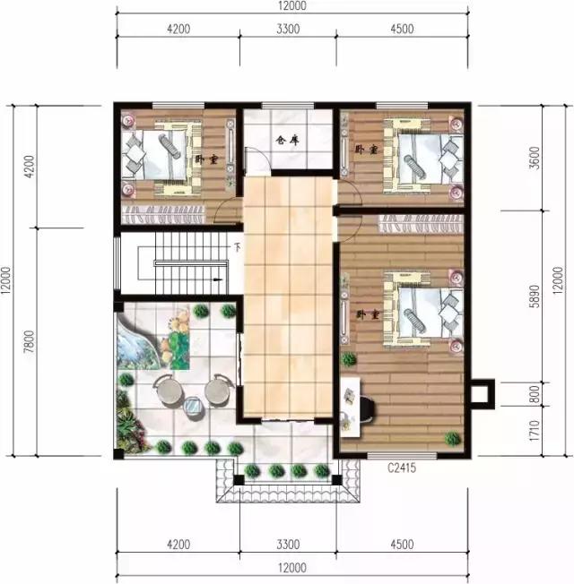 開間12米的自建房別墅設計圖，二套附平面圖隨你選