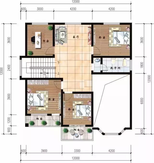 開間12米的自建房別墅設計圖，二套附平面圖隨你選
