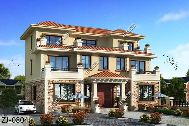 15x12米農(nóng)村別墅戶型圖，8室2廳8衛(wèi)帶露臺，造型美觀大氣，內(nèi)部合理舒適