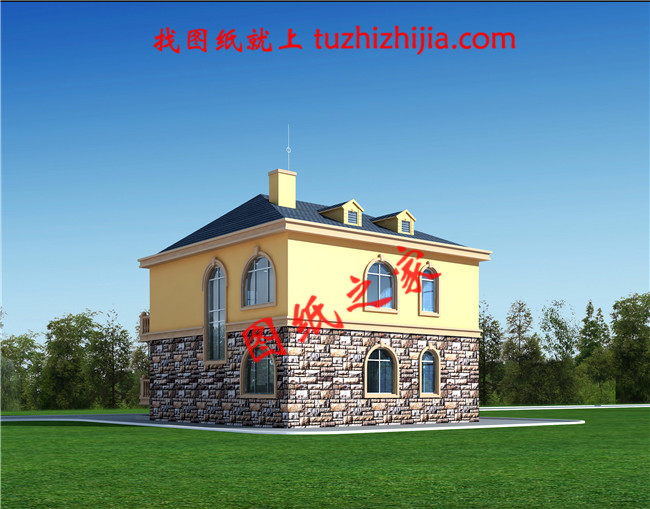 農村二層樓建房造型圖及全套施工圖紙，占地110平米左右，帶地下室