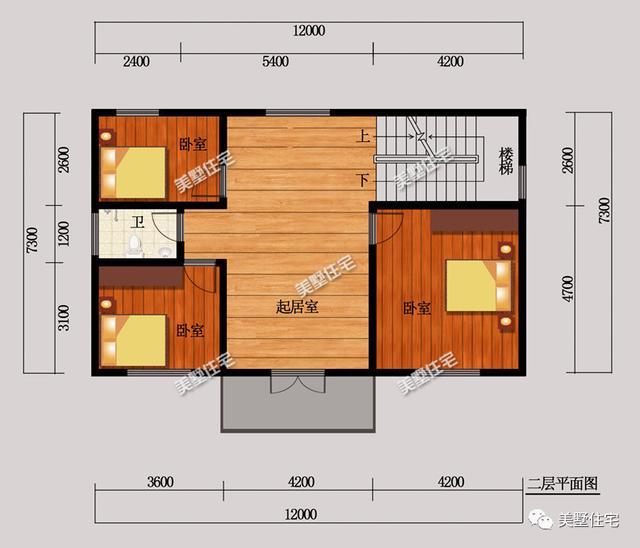 12x7.3米三層農(nóng)村別墅圖，布局實用造價低，溫暖卻不張揚，想給它99個贊