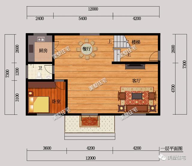 12x7.3米三層農(nóng)村別墅圖，布局實用造價低，溫暖卻不張揚，想給它99個贊